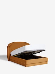 Soft Velvet Caramel Arlo Upholstered Ottoman Storage Bed Frame - Image 6 of 9
