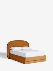 Soft Velvet Caramel Arlo Upholstered Ottoman Storage Bed Frame - Image 7 of 9