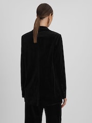 Good American Black Good American Velvet Double Breasted Suit Blazer - Image 5 of 6