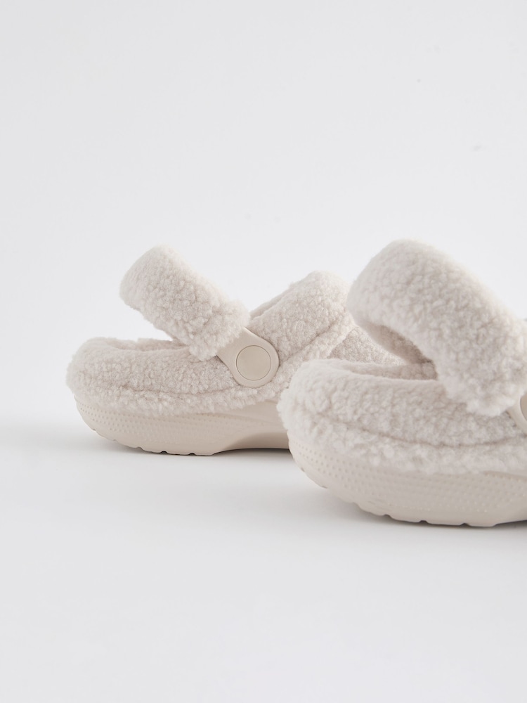 White Neutral Borg Clog Slippers - Image 3 of 5