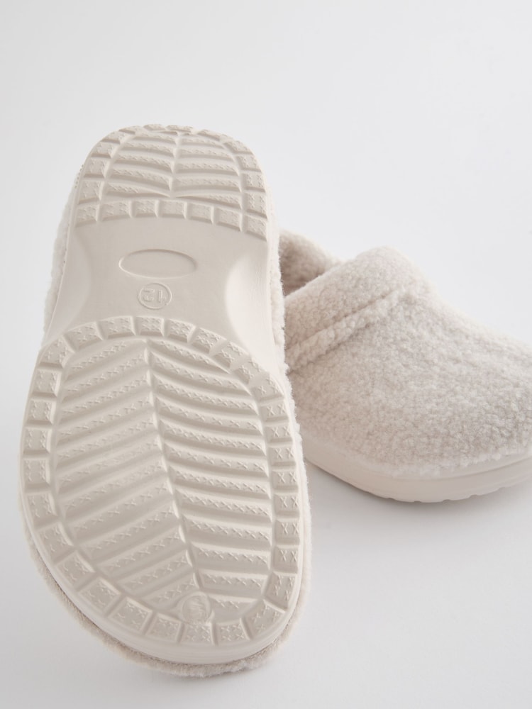 White Neutral Borg Clog Slippers - Image 4 of 5