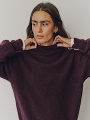 Plum Purple Long Sleeve Standneck Knit Jumper With Wool - Image 4 of 7
