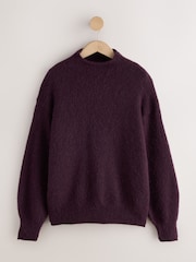 Plum Purple Long Sleeve Standneck Knit Jumper With Wool - Image 5 of 7