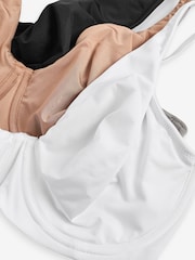 Black/White/Praline Nude Non Pad Full Cup DD+ Microfibre Smoothing Ultimate Comfort T-Shirt Bras 3 Pack - Image 13 of 13