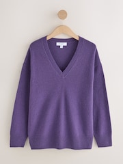Purple N.Premium Merino Wool V-Neck Jumper - Image 1 of 3