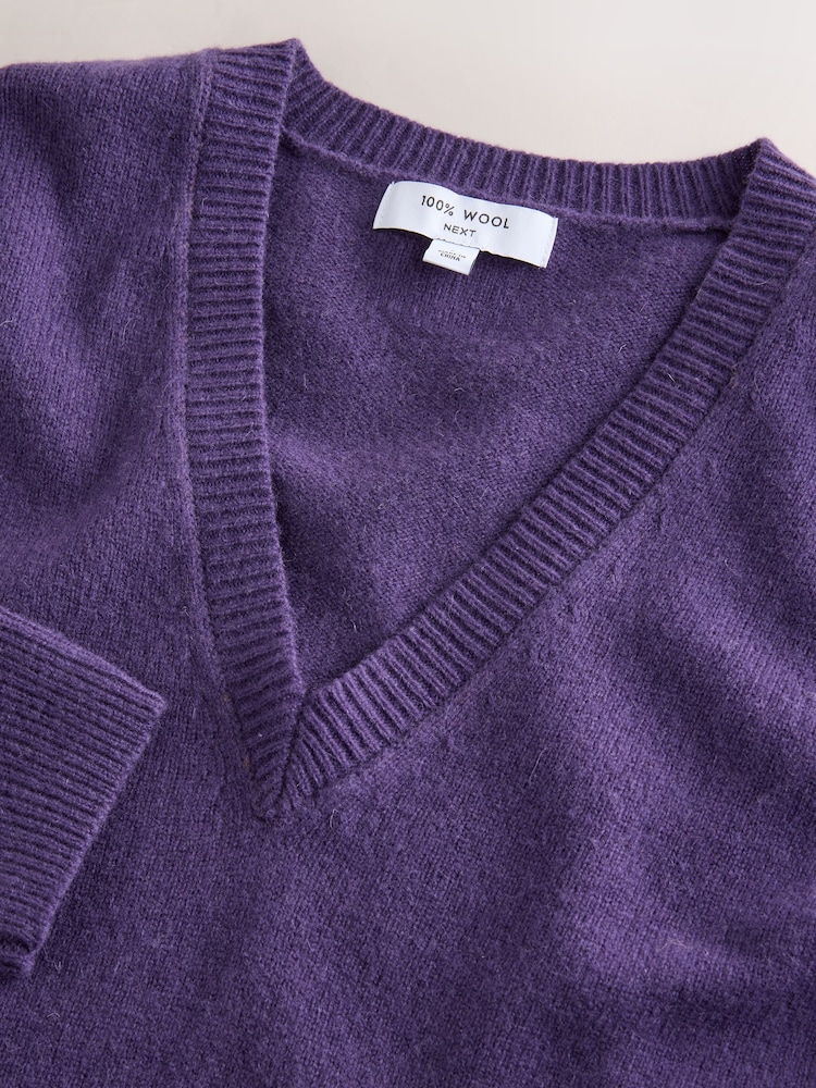 Purple N.Premium Merino Wool V-Neck Jumper - Image 2 of 3 Purple N.Premium Merino Wool V-Neck Jumper - Image 2 of 3