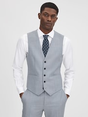 Reiss Soft Blue Dandy Slim Fit Wool Waistcoat - Image 1 of 5