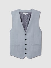 Reiss Soft Blue Dandy Slim Fit Wool Waistcoat - Image 2 of 5