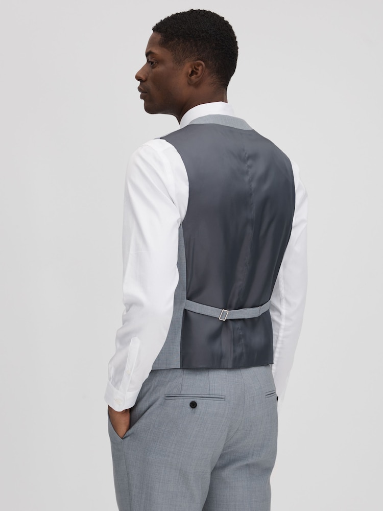 Reiss Soft Blue Dandy Slim Fit Wool Waistcoat - Image 5 of 5