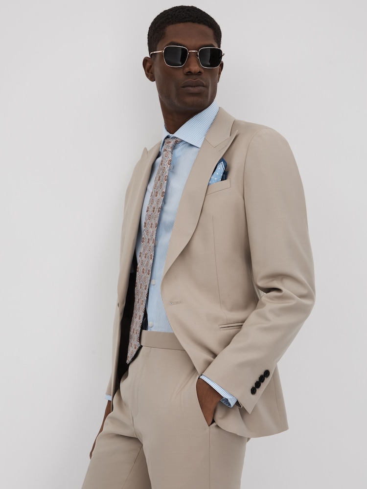 Reiss Stone Dillon Slim Fit Wool Blend Single Breasted Blazer - Image 1 of 7