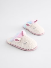 White Rainbow Unicorn Mule Slippers - Image 1 of 5