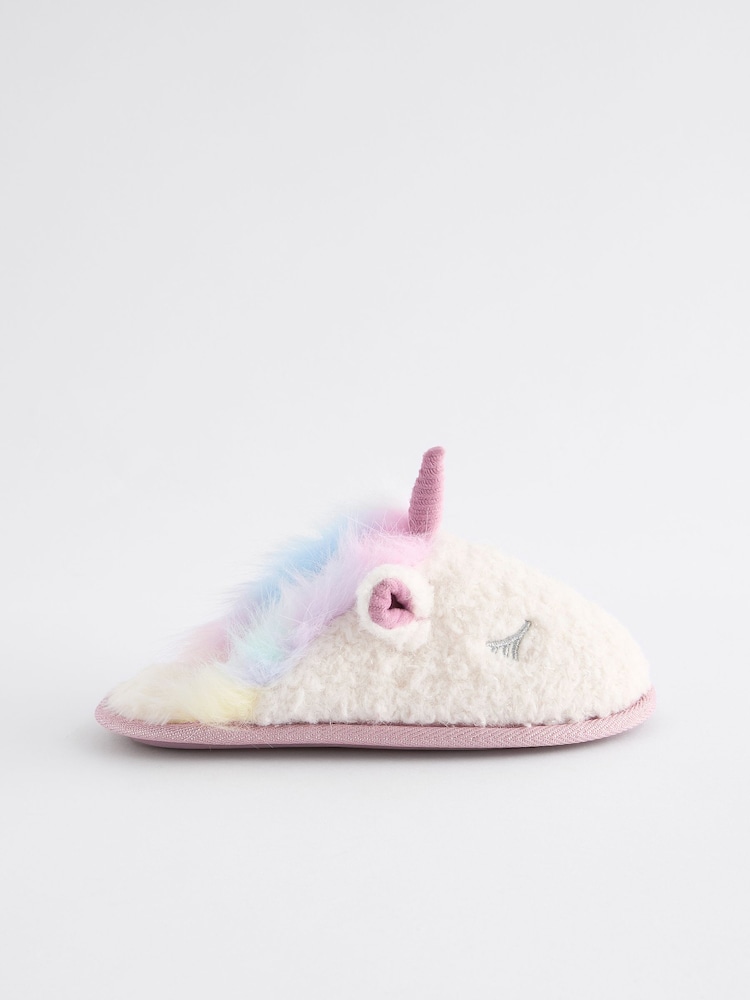 White Rainbow Unicorn Mule Slippers - Image 2 of 5