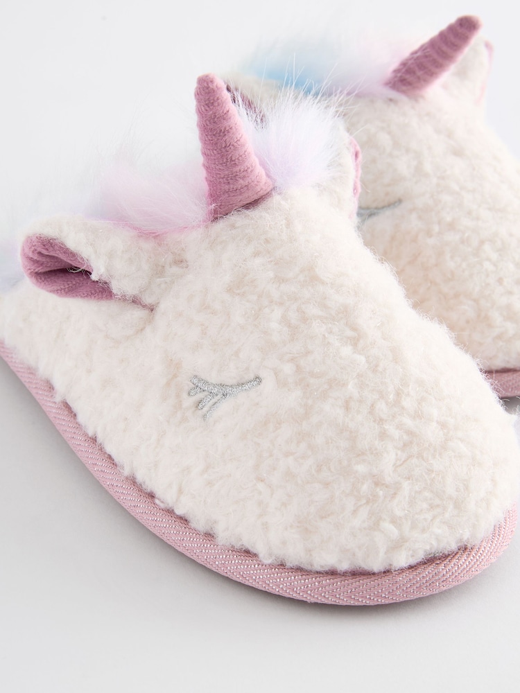 White Rainbow Unicorn Mule Slippers - Image 4 of 5
