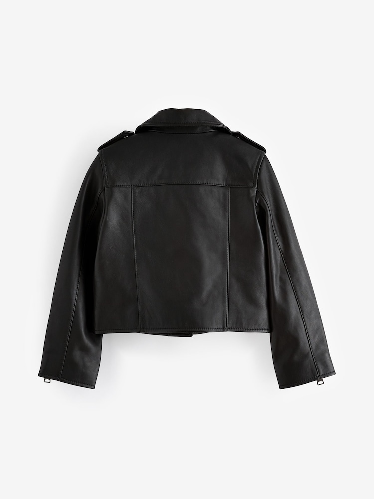 smALLSAINTS Black Girls Belfern 100% Genuine Leather Jacket - Image 8 of 10