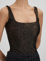Good American Mocha Python Good American Snake Print Thong Bodies - Image 5 of 7