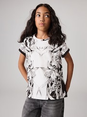 smALLSAINTS White/Pattie Floral Girls Anna Graphic Crew 100% Cotton T-Shirt - Image 1 of 6