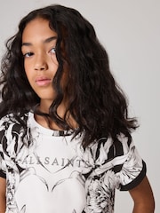 smALLSAINTS White/Pattie Floral Girls Anna Graphic Crew 100% Cotton T-Shirt - Image 3 of 6