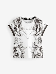 smALLSAINTS White/Pattie Floral Girls Anna Graphic Crew 100% Cotton T-Shirt - Image 4 of 6