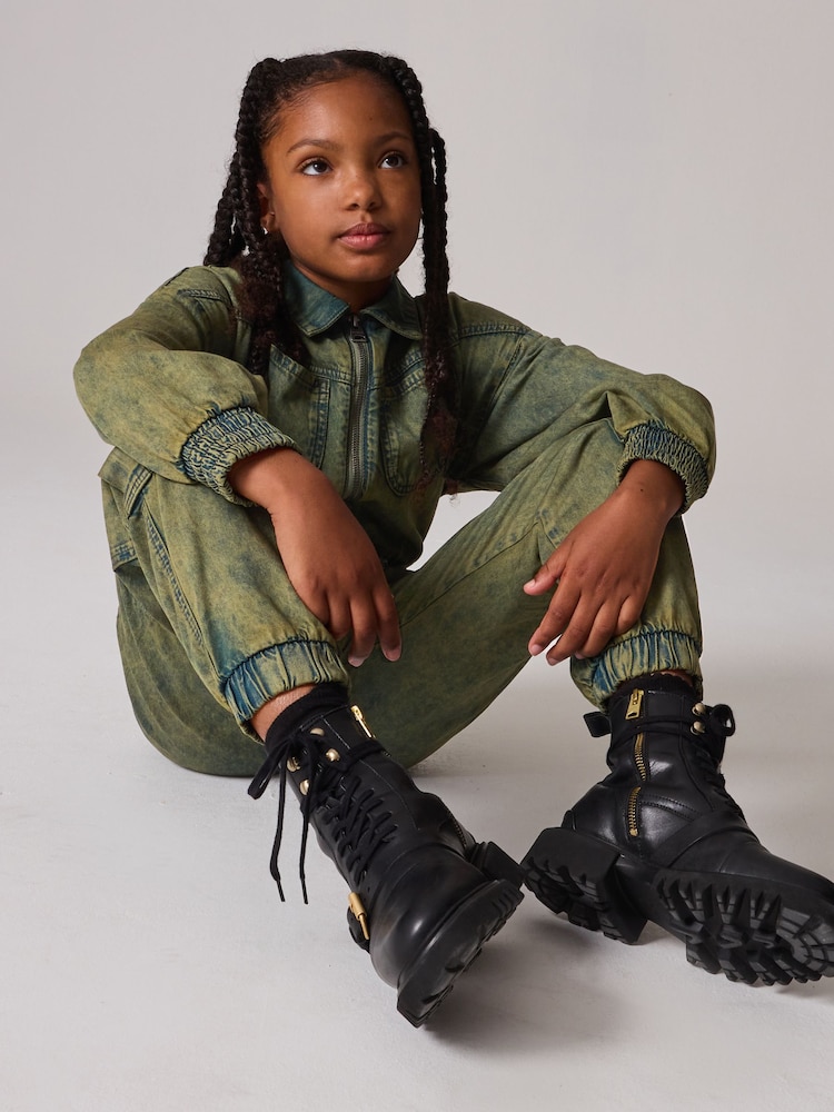 لباس رياضي بناتي بتصميم كارغو Charli من الدنيم المكحوت من ALLSAINTS - صورة 2 من 12