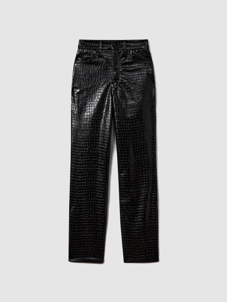 Good American Black Good American Slim Fit Faux Leather Jeans - Image 2 of 6