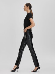 Good American Black Good American Slim Fit Faux Leather Jeans - Image 3 of 6