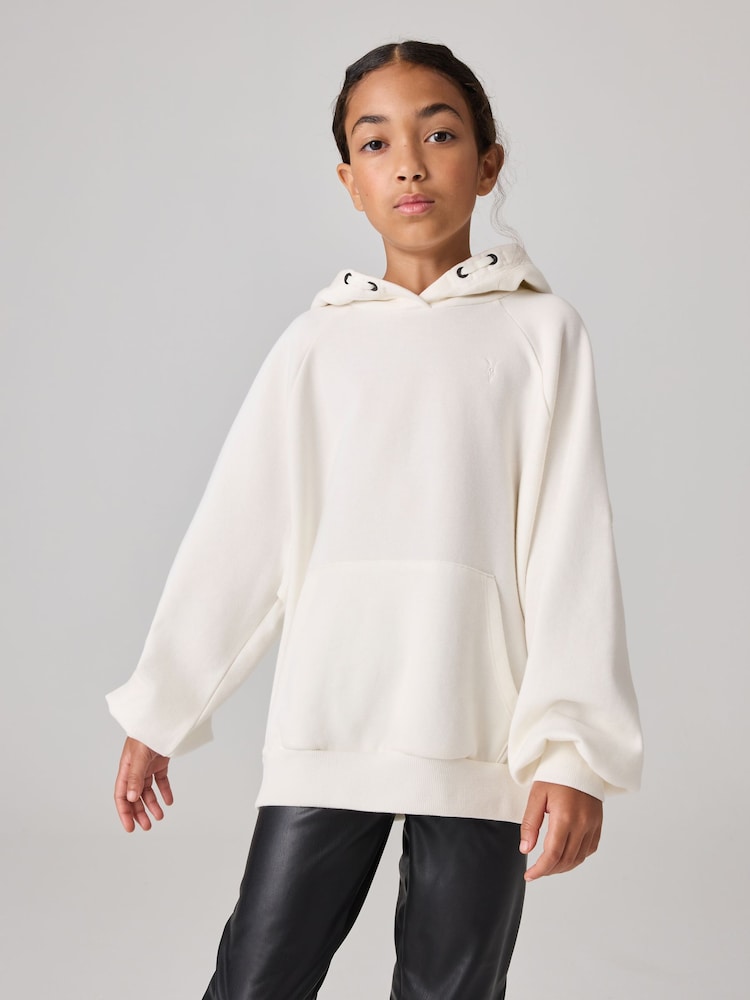 smALLSAINTS Chalk White Girls Talon Embellished Hoodie - Image 1 of 8