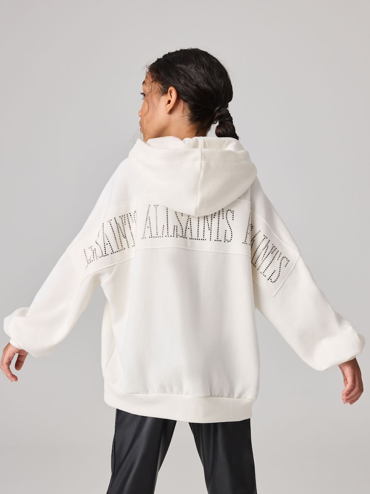 smALLSAINTS Chalk White Girls Talon Embellished Hoodie - Image 2 of 8
