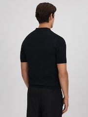 Reiss Black Mickey Textured Modal Blend Open Collar Shirt - Image 5 of 6
