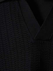 Reiss Black Mickey Textured Modal Blend Open Collar Shirt - Image 6 of 6