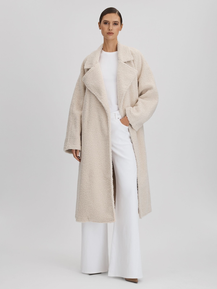 Good American Bone Good American Oversized Sherpa Trench Coat - Image 1 of 6