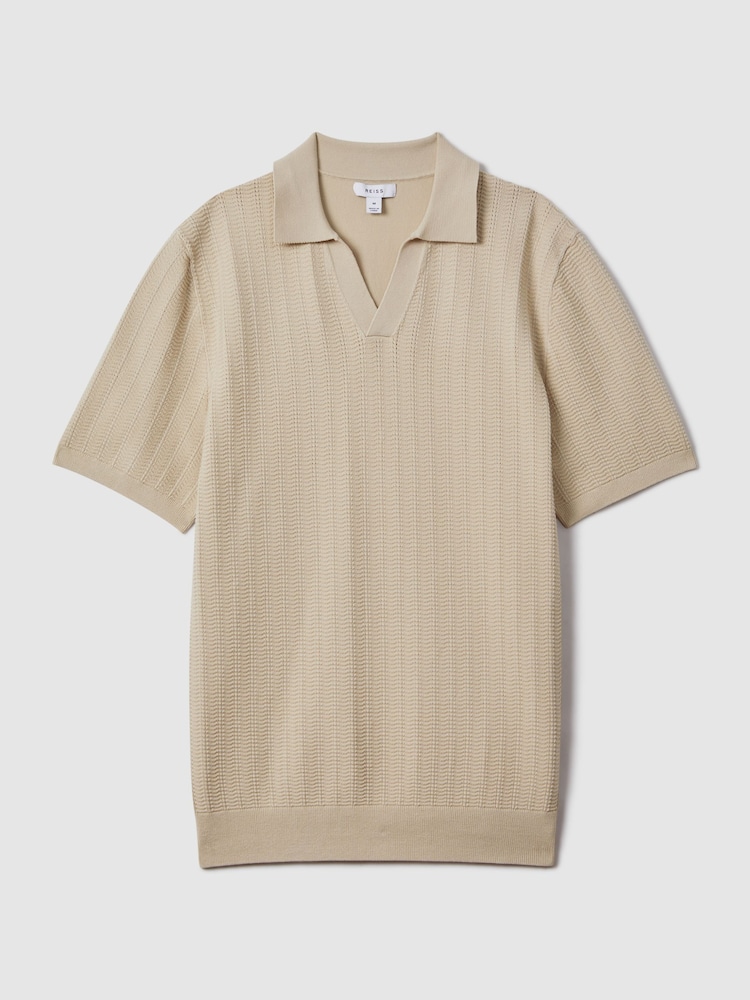 Reiss Stone Mickey Textured Modal Blend Open Collar Shirt - Image 2 of 7