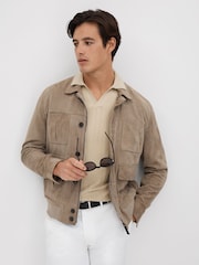 Reiss Stone Mickey Textured Modal Blend Open Collar Shirt - Image 5 of 7
