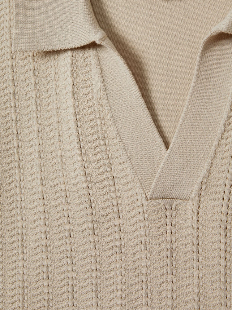 Reiss Stone Mickey Textured Modal Blend Open Collar Shirt - Image 7 of 7