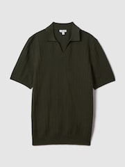 Reiss Hunting Green Mickey Textured Modal Blend Open Collar Shirt - Image 2 of 7