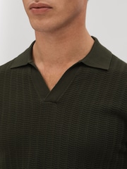 Reiss Hunting Green Mickey Textured Modal Blend Open Collar Shirt - Image 4 of 7