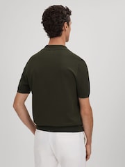 Reiss Hunting Green Mickey Textured Modal Blend Open Collar Shirt - Image 5 of 7