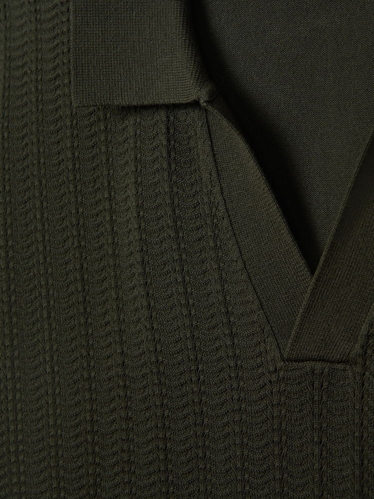Reiss Hunting Green Mickey Textured Modal Blend Open Collar Shirt - Image 7 of 7