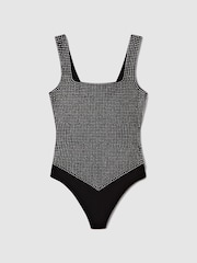 Good American Black Good American Embellished Square Neck Thong Bodies - Image 2 of 7