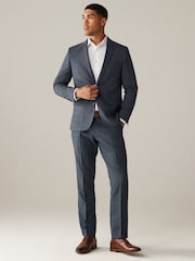 Blue Check Slim Fit Suit Jacket - Image 3 of 9
