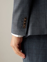 Blue Check Slim Fit Suit Jacket - Image 5 of 9