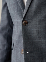 Blue Check Slim Fit Suit Jacket - Image 7 of 9