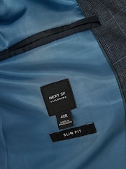 Blue Check Slim Fit Suit Jacket - Image 8 of 9