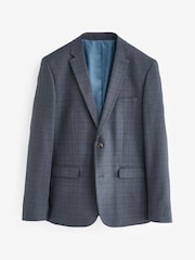Blue Check Slim Fit Suit Jacket - Image 9 of 9