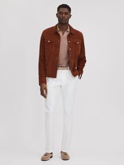 Reiss Dusty Pink Mickey Textured Modal Blend Open Collar Shirt - Image 3 of 6