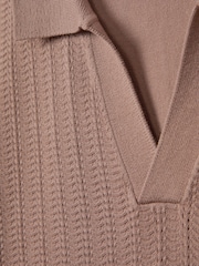 Reiss Dusty Pink Mickey Textured Modal Blend Open Collar Shirt - Image 6 of 6