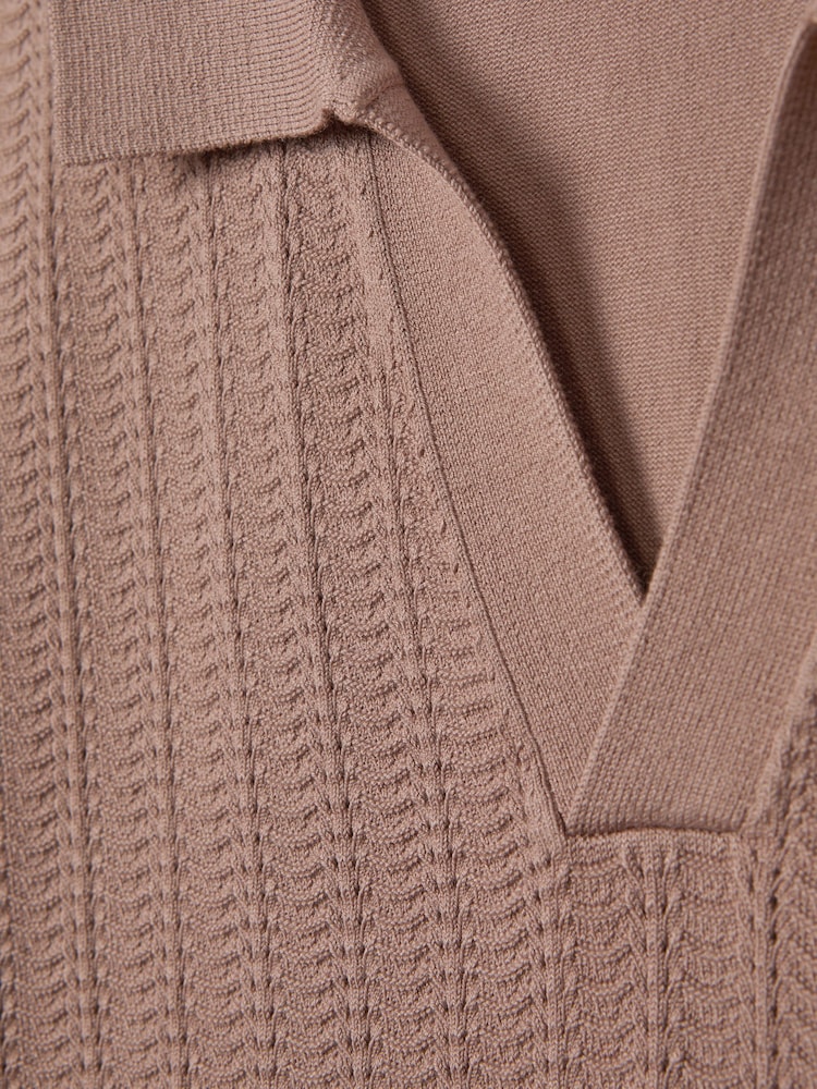 Reiss Dusty Pink Mickey Textured Modal Blend Open Collar Shirt - Image 6 of 6