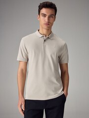 Neutral Slim Fit Short Sleeve Pique Polo Shirt - Image 1 of 5