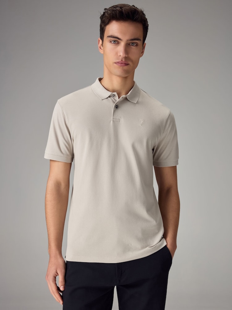 Neutral Slim Fit Short Sleeve Pique Polo Shirt - Image 1 of 5