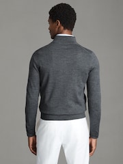 Серый меланжевый дерби - Кардиган из мериносовой шерсти Reiss Hampshire - Изображение 5 из 5
