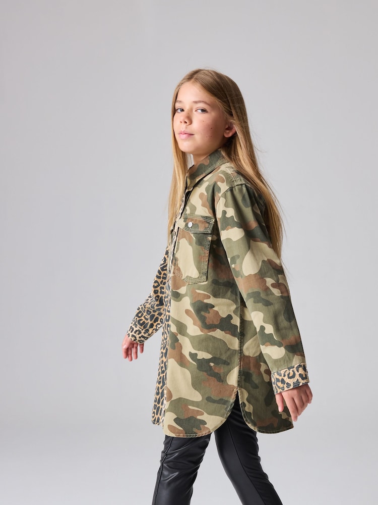 smALLSAINTS Camouflage Lily Oversized Girls 100% Cotton Denim Shacket - Image 2 of 8 smALLSAINTS Camouflage Lily Oversized Girls 100% Cotton Denim Shacket - Image 2 of 8